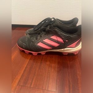 Adidas Kids Black and Pink Softball Cleats